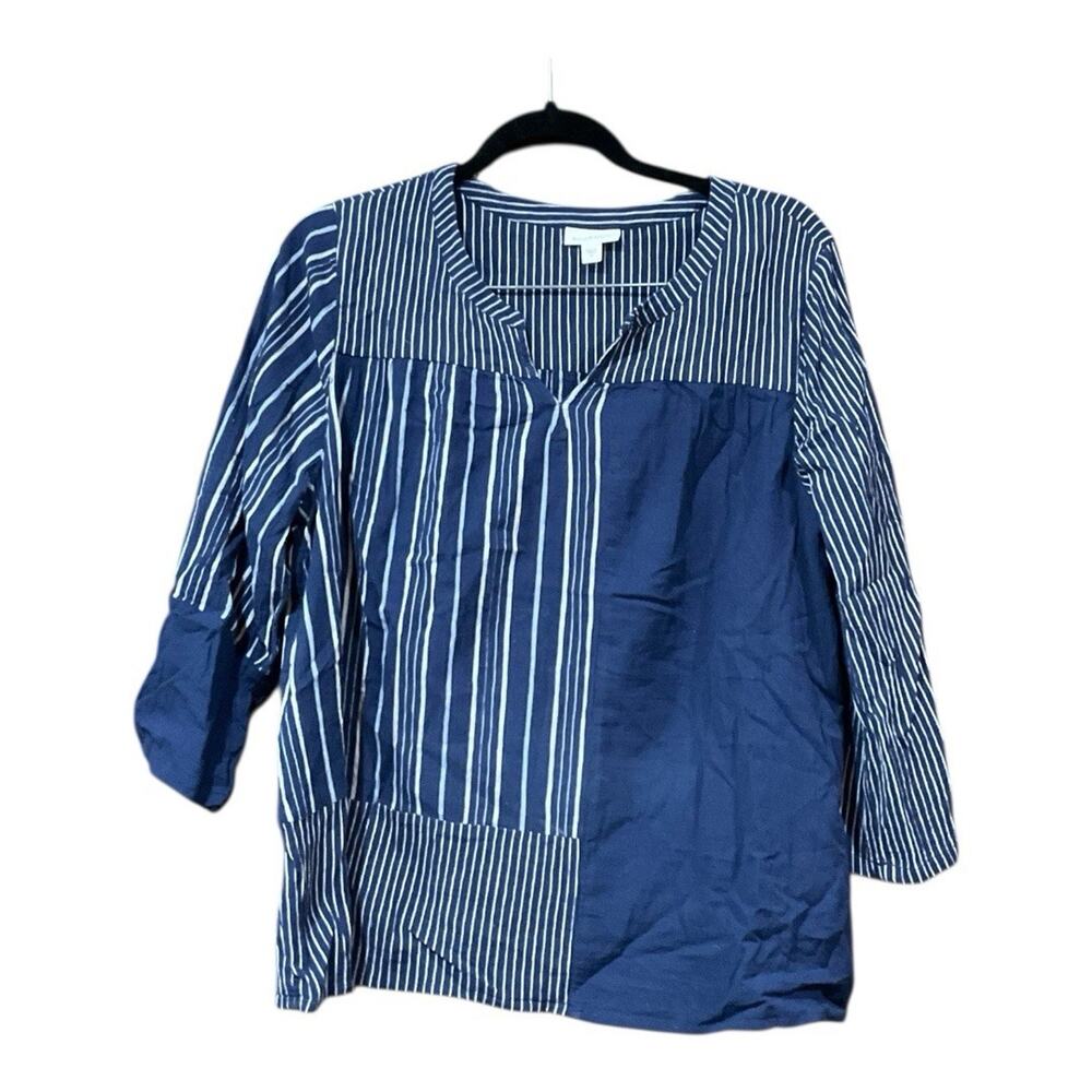 J Jill Top Woman Medium Blue 100% Cotton